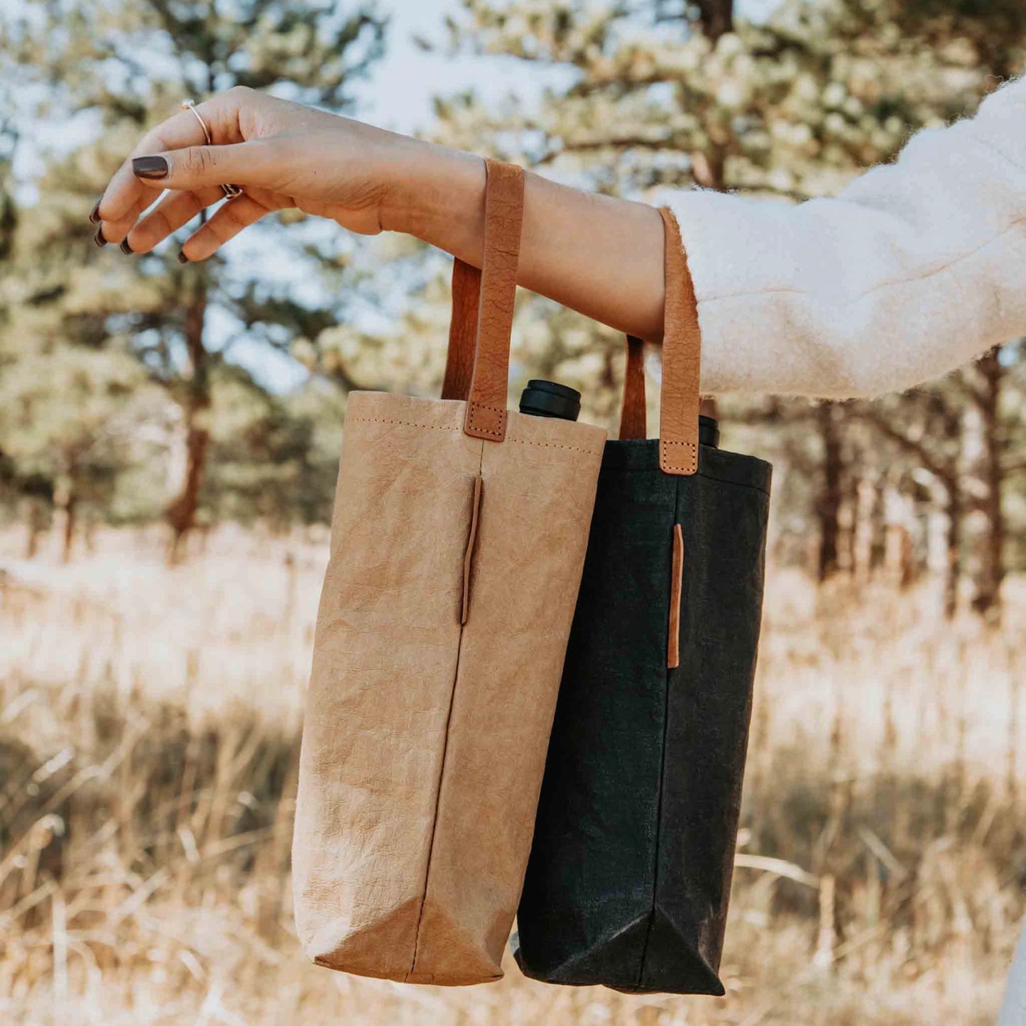 Small Reusable Wine Tote, Sahara