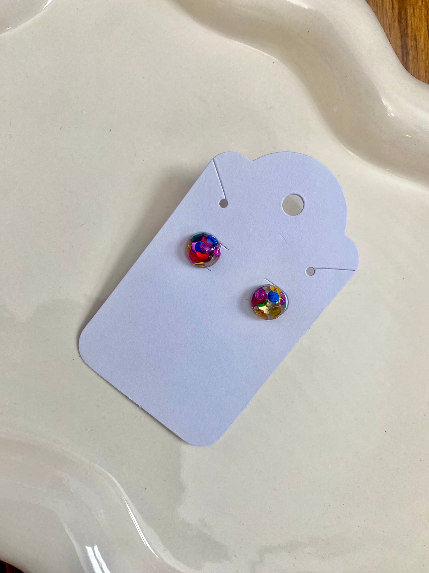 Rainbow Multicolored Stud Earrings | Hypoallergenic