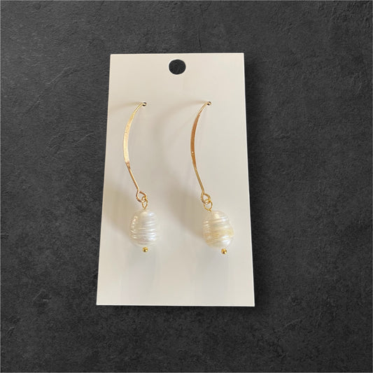 Pearl Dangle Earrings - 14K Plated